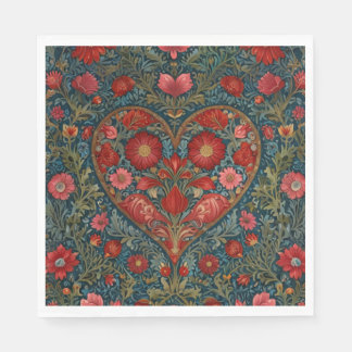 Elegant Victorian Valentines Day heart design Napkin