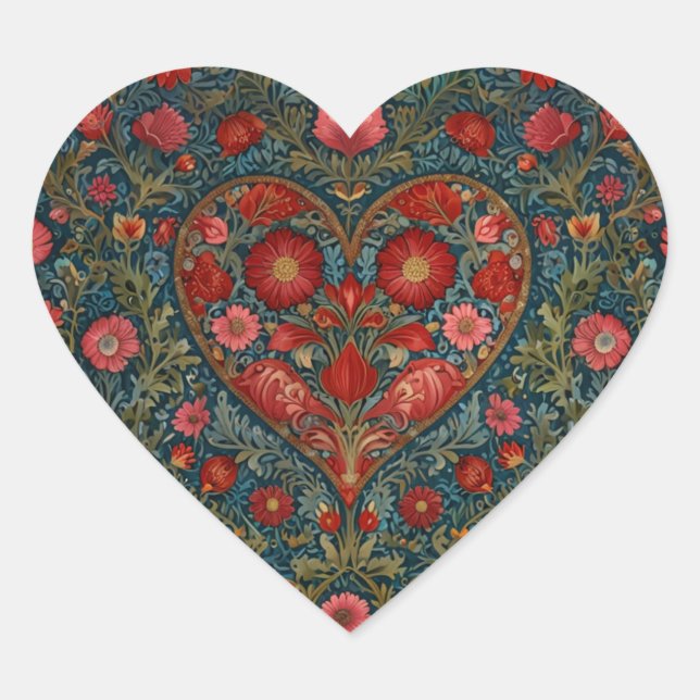 Elegant Victorian Valentines Day heart design Sticker (Front)