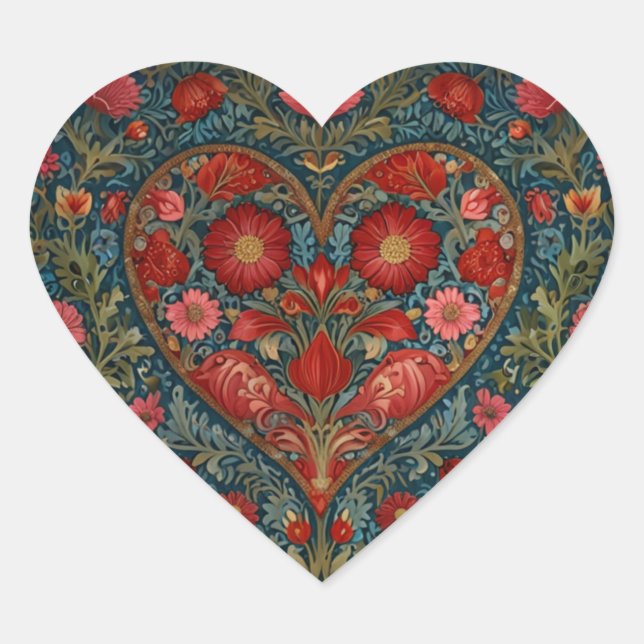 Elegant Victorian Valentines Day heart design Sticker (Front)