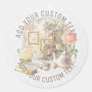 Elegant Victorian Vintage Antique Tea House Custom Classic Round Sticker