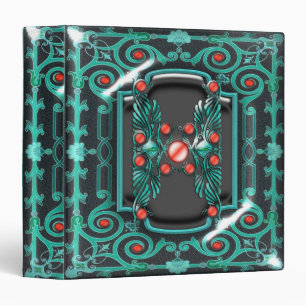 Elegant Victorian vintage ruby aqua Binder