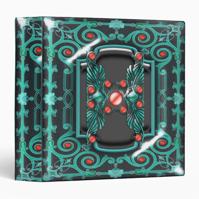 Elegant Victorian vintage ruby aqua Binder (Front/Spine)