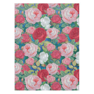 Elegant Victorian Watercolor Red and Pink Roses   Tablecloth