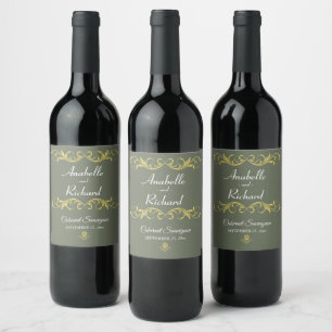 Elegant Victorian Wedding Bottle Favour Wine Label