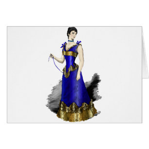 Elegant Victorian Woman in Blue Corset Gown