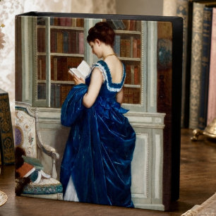 Elegant Victorian Woman Reading in Library  Binder