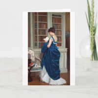 Elegant Victorian Woman Reading in Library