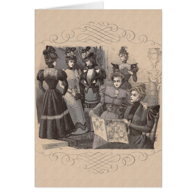 Elegant Victorian Women Reading Fashion Magazines (Front)