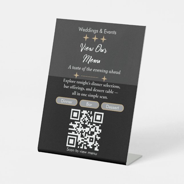 Elegant View Menu QR Code Sign | Digital Menu  (Front)
