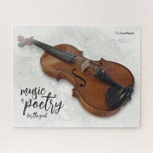 Elegant Vignetted Violin on Slate Tile Jigsaw Puzzle