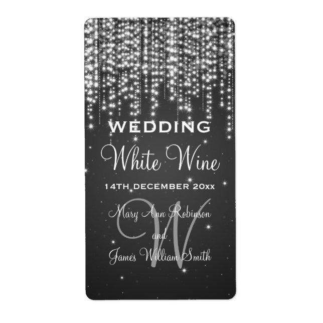 Elégant vin de mariage Étiquette nuit éblouissant  (Devant)
