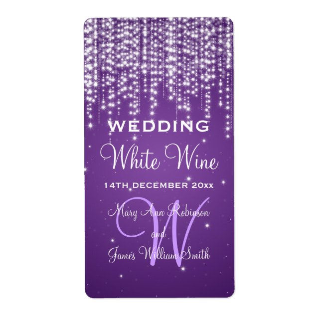 Elégant Vin de mariage Étiquette nuit éblouissant  (Devant)
