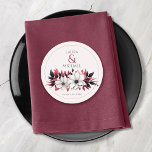 Elegant Vinatage Black Magenta Floral  Round Paper Coaster<br><div class="desc">These elegant wedding coasters feature a beautiful floral design in black magenta and white.</div>