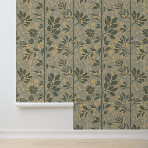 Elegant Vines of Botanic Poetry Earthy Silhouette Wallpaper