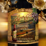 Elegant Vineyard Art Cheers Birthday Wine Label<br><div class="desc">Elegant birthday wine label featuring an original fine art painting by Anne Vis with wine and grapes on a Roman arch framing a hilly landscape scene with vines. Also nice for a retirement ... </div>