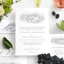 Elegant Vineyard Illustration Formal Wedding