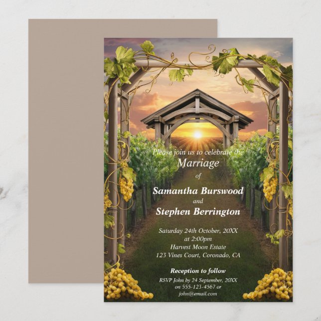Elegant Vineyard Wedding  Invitation (Front/Back)