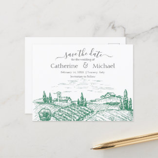 Elegant Vineyard Wedding Save the Date Announcement Postcard