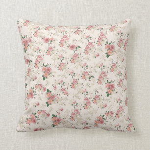 Elegant Vintag Cottage Rose Throw Pillow