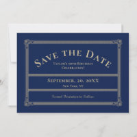 Elegant Vintage 50th Birthday Save the Date blue