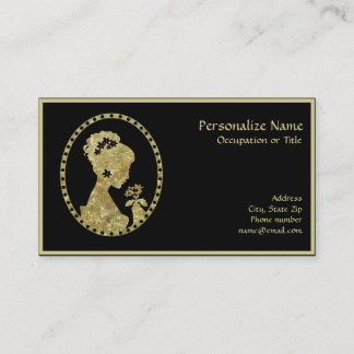 Elegant Vintage Antique Cameo Black & Gold Business Card