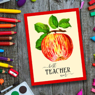 Elegant Vintage Apple Best Teacher Ever Postcard