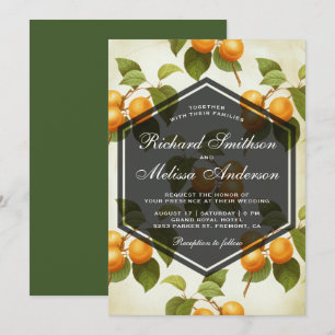 Elegant Vintage Apricot Fruit Wedding Invitation