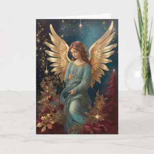 Elegant Vintage Art Christmas Angel Custom Message Card