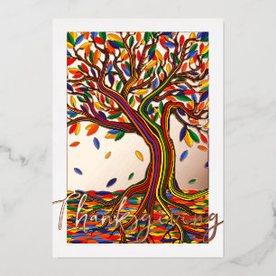 Elegant Vintage Autumn Tree Beautiful Decorative Foil Holiday Card