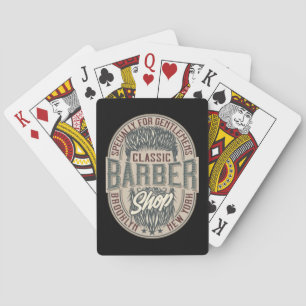 Elegant Vintage Barbershop Retro Logo Playing Cards