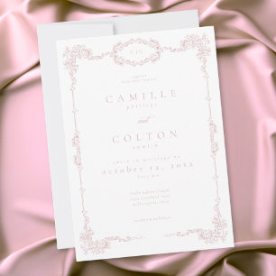 Elegant Vintage Baroque Dusty Pink Wedding Invitation