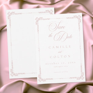 Elegant Vintage Baroque Dusty Pink Wedding Save The Date
