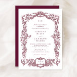 Elegant Vintage Baroque Floral Burgundy Wedding Invitation<br><div class="desc">Elegant Vintage Baroque Floral Burgundy Frame Wedding Invitation Card</div>