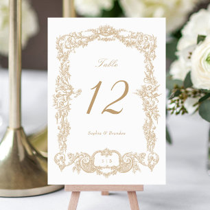 Elegant Vintage Baroque Floral Frame Gold Table Number