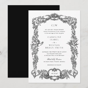 Elegant Vintage Baroque Floral Frame Wedding Invitation
