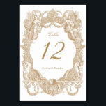 Elegant Vintage Baroque Gold Toile Frame Wedding Table Number<br><div class="desc">Elegant Vintage Baroque Gold Floral Frame Wedding Table Number</div>