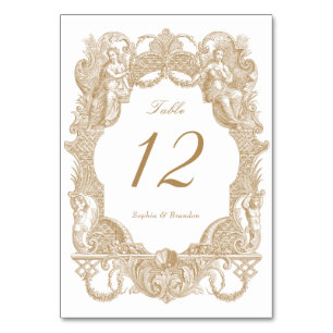 Elegant Vintage Baroque Gold Toile Frame Wedding Table Number