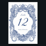 Elegant Vintage Baroque Navy Blue Frame Wedding Table Number<br><div class="desc">Elegant Vintage Baroque Floral Frame Wedding Table Number</div>