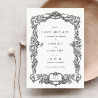 Elegant Vintage Baroque Toile Frame Save the Date