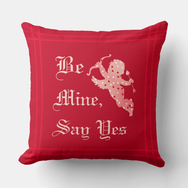 Elegant Vintage Be Mine Valentine's Day Throw Pillow (Front)