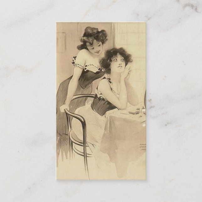 Elegant Vintage Beauty Salon Cosmetology Business Card (Front)
