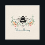 Elegant Vintage Bee Floral Calling Card<br><div class="desc">Make a stylish impression with this elegant vintage calling card, printed on signature cream stock. A hand-drawn style bee is framed by a soft watercolor floral laurel, creating a timeless balance of artistry and simplicity. Perfect for networking, creative professionals, or personal acquaintances, this design highlights your name with understated sophistication...</div>