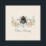 Elegant Vintage Bee Floral Calling Card<br><div class="desc">Make a stylish impression with this elegant vintage calling card, printed on signature cream stock. A hand-drawn style bee is framed by a soft watercolor floral laurel, creating a timeless balance of artistry and simplicity. Perfect for networking, creative professionals, or personal acquaintances, this design highlights your name with understated sophistication...</div>