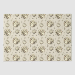 Elegant Vintage Beige Cream Roses Floral Pattern  Tissue Paper