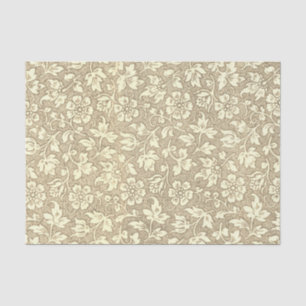 Elegant Vintage Beige Floral Pattern Tissue Paper