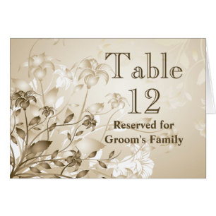 Elegant Vintage Beige Lilies Wedding Table Number