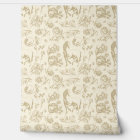 Elegant Vintage Beige Toile Horse Floral Pattern