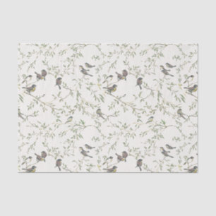 Elegant Vintage Bird and Branch Pattern Tissue Paper