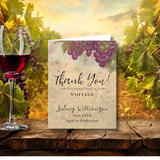 Elegant Vintage Birthday Personalized Thank You Card (Creator Uploaded)