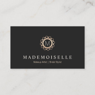 Elegant Vintage Black and Gold Monogram Business Card